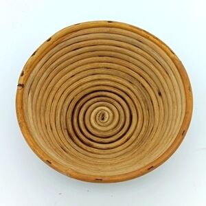 MCM vintage coiled cane bowl 8in